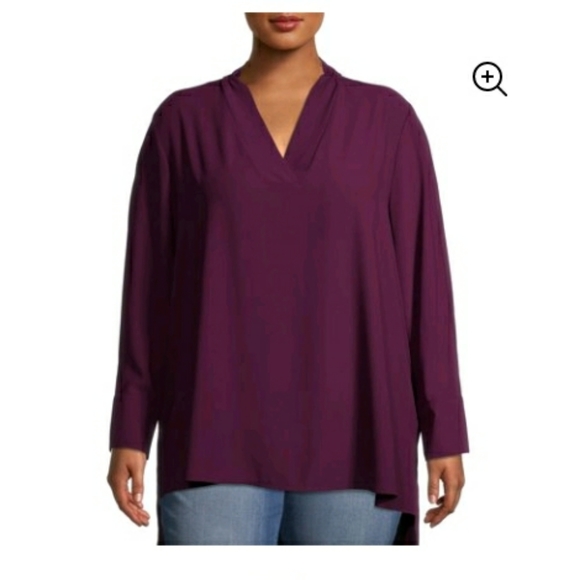 Terra & Sky Women's Plus Size V-Neck Tunic Top wit - Picture 1 of 6